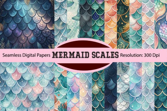 Download Mermaid Scales Seamless Digital Paper - Premium Resources