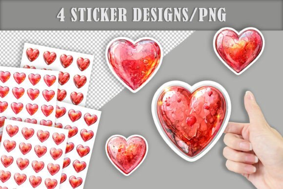 Download Red Hearts Valentines Printable Stickers - Premium Resources